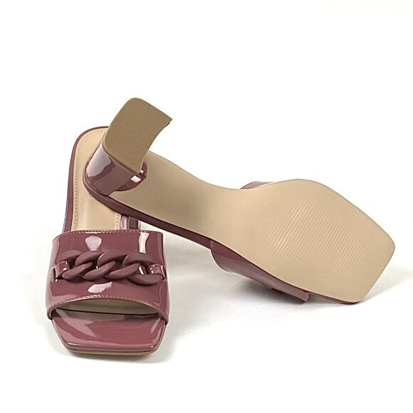Steve Madden Rego Mauve Patent Block Heel Square Toe Slide Sandal 6.5 - Picture 7 of 8